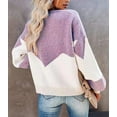 thumbnail image 3 of Drop Shoulder Color Block Sweater Purple Small, 3 of 4