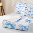 thumbnail image 4 of Erosebridal Blue Bow Quilt King for Boys Girls, Cute Princess Ribbon King Coverlet Set, 3pcs, 4 of 7