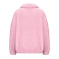 thumbnail image 4 of Ecqkame Womens Half Zip Sweatshirt sherpa Pullover Warm Soft Fleece Sweatshirt Long Sleeve Solid Color Sweater with Pockets Pink XXL, 4 of 5