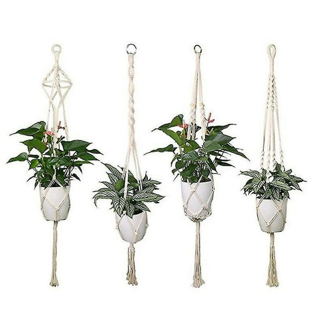 Ensemble de 4 Pcs Support de Pot de Fleurs Intérieur Extérieur Dentelle
