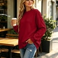 thumbnail image 6 of Iroehba Fleece Womens Tops Solid Reversible Long Sleeve Mock Neck Sweatshirt, with Regular Cut and Drop Shoulder, Dressy Casual and Stylish, 6 of 9
