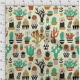 thumbnail image 4 of oneOone Polyester Spandex Light Yellow Fabric Cactus Craft Projects Decor Fabric Printed By The Yard 56 Inch Wide-GJ, 4 of 6