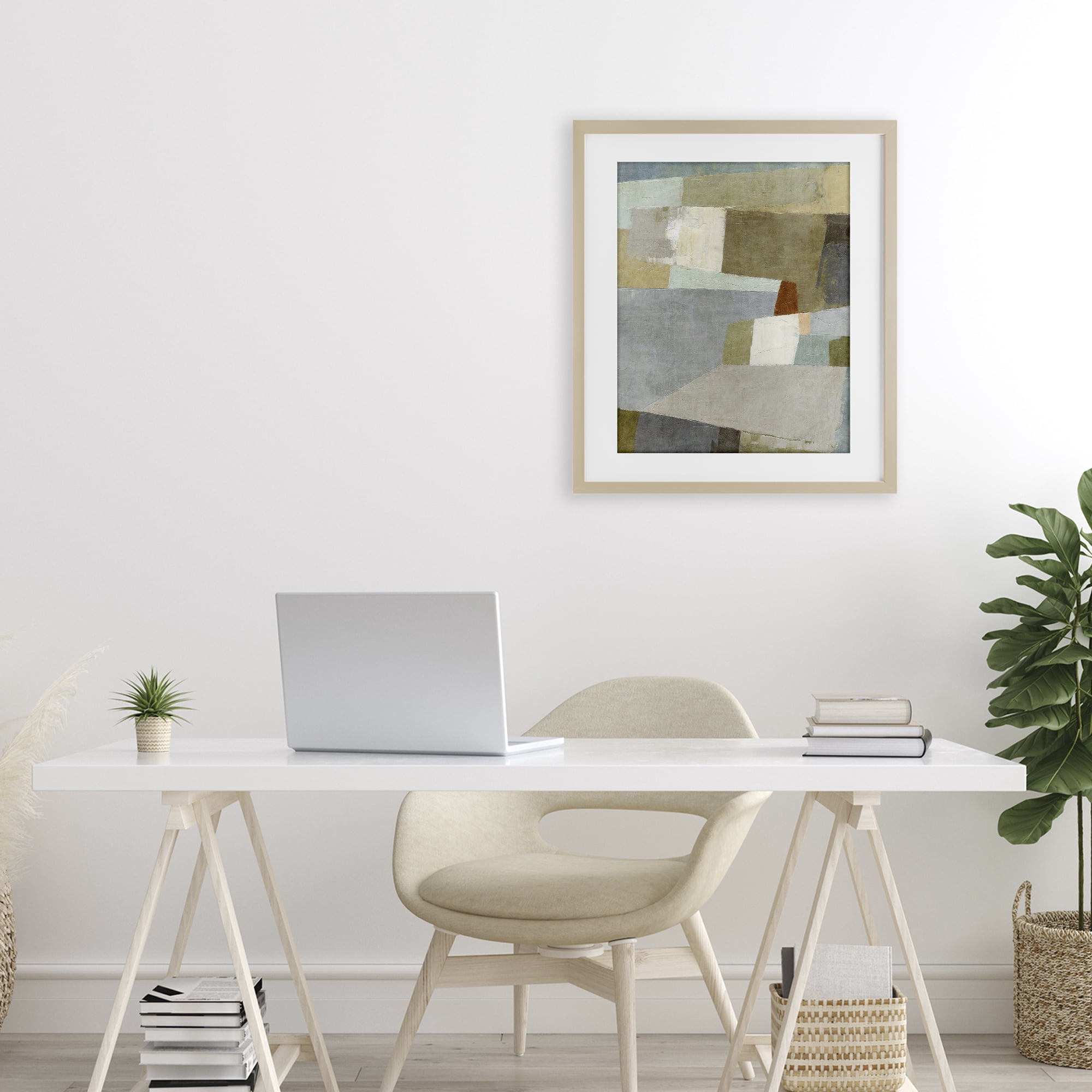 Stupell Industries Causeway Neutral Geometrics Birch Framed Print Under Glass, design by Suzanne Nicoll