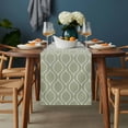 thumbnail image 2 of Green Morocco Table Runner - 48 Inch Long, Kitchen Dining Table Runner Dresser Scarves, Abstract Geometric Modern Plaid Farmhouse Decor for Coffee Tables Wedding Party Banquet, 2 of 8