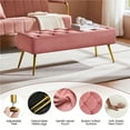 thumbnail image 4 of Yaheetech Velvet Upholstered Button Tufted Footstool Bench for Bedroom, Pink, 4 of 6