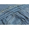 thumbnail image 4 of Women's Retro Elastic High Waist Frayed A-Line Maxi Denim Skirt with Pockets, 4 of 5