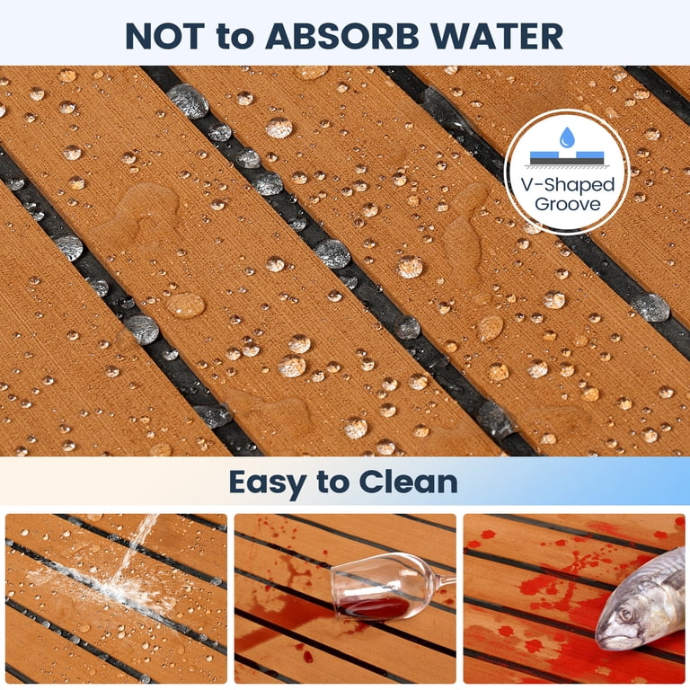 SeaDek Non-Slip Step Kits - Faux Teak Pattern With 3M Adhesive For Boats & Marine Use