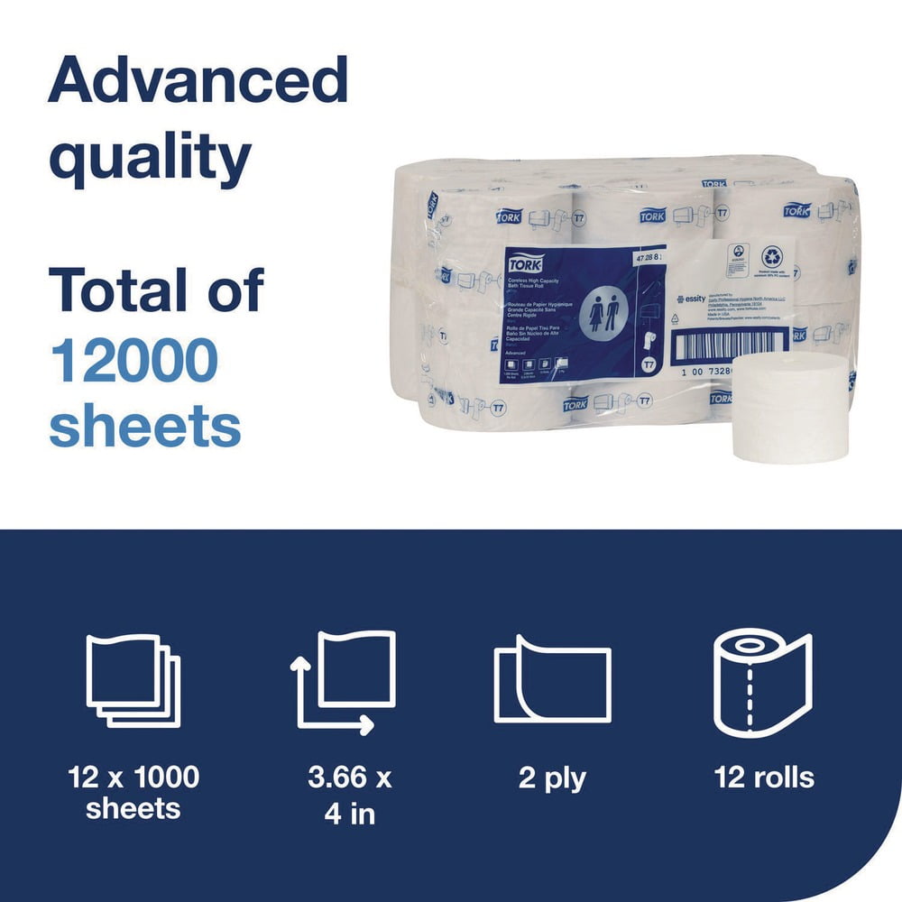2-Ply Advanced Coreless High Capacity Bath Tissue - White (12 Rolls/Carton)