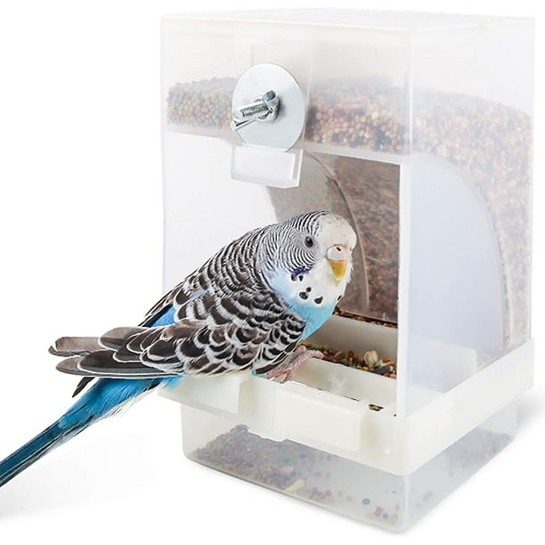 Comedero para pájaros transparente La estación de alimentación automática para pájaros se puede colgar 16 x 10 x 9,5 cm La gran capacidad puede almacenar suficiente comida durante 15 días.