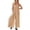 Khaki, variant on GILIGEGE Women's Summer Causal Jumpsuits Sleeveless Wide Leg Long Rompers V Neck Strap Loose Baggy Overalls Beach Jumpsuits with Pockets High Waisted Stylish Loose Jumpsuit Vest V Neck Wide Leg