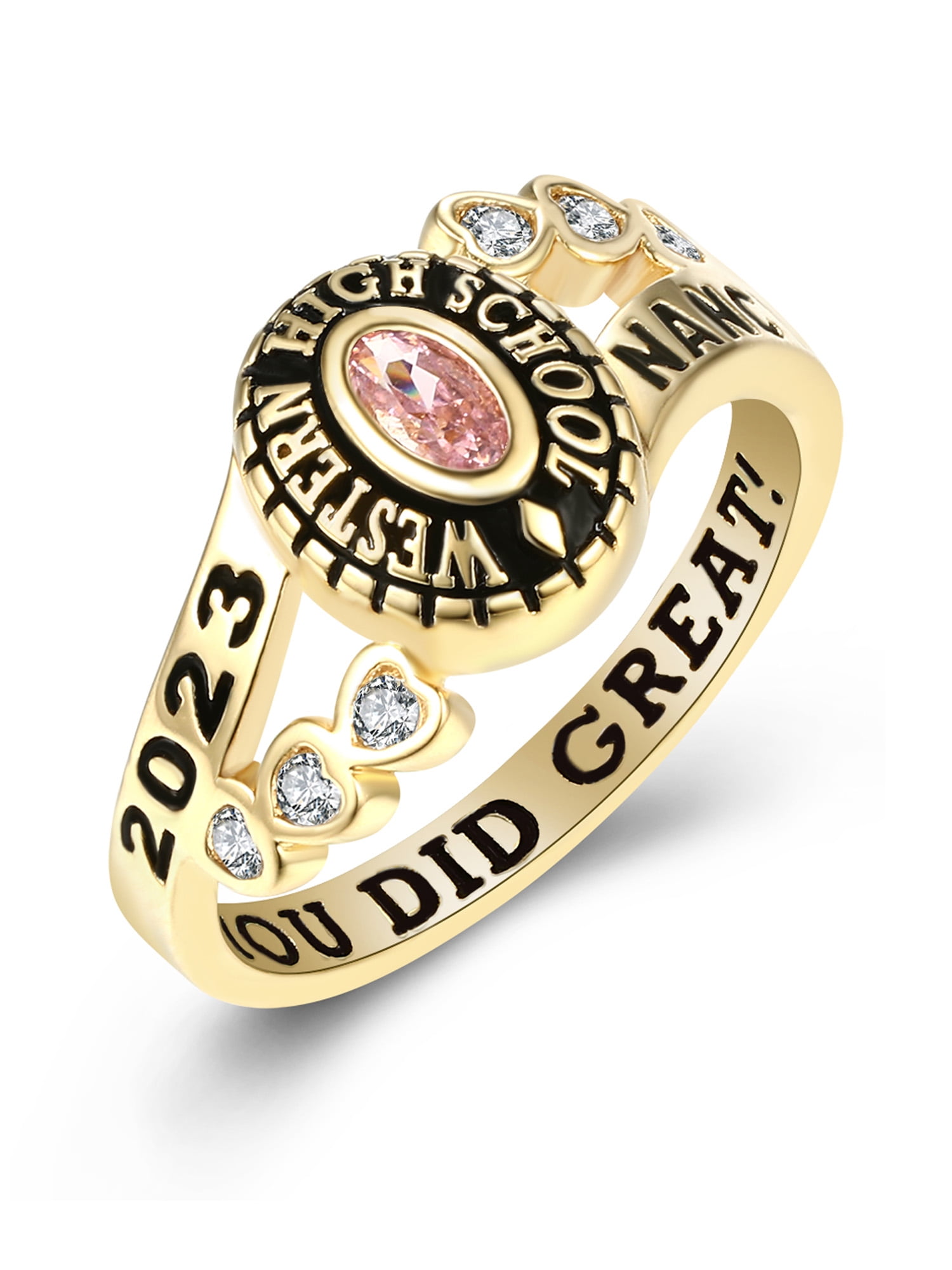 Mementos PJM Custom Women's Class Rings 10kt Yellow Gold for High School or College Graduation