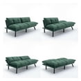 thumbnail image 2 of Modern 2 Seater Sofa Bed Velvet Upholstered Reclining Loveseat, Sleeper Sofa Couch with Wood Legs for Living Room Emerald, 2 of 5