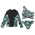 thumbnail image 4 of Doomiva 3 Pcs Printed Rash Guard Sets for Girls Upf 50+ Swim Cover Shirts One Shoulder Bikini Beach Tankini Bathing Suit Lily 6, 4 of 5