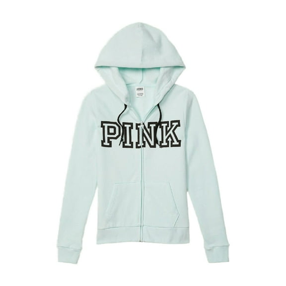 Victoria's Secret Pink Everyday Lounge Full Zip Hoodie Mint Green Logo X-Large New