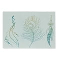 thumbnail image 1 of Peacock Cutting Board, Aesthetic First Nations Feather and Peacock Tail Traditional Design Print, Decorative Tempered Glass Cutting and Serving Board, Small Size, Mint Green Yellow, by Ambesonne, 1 of 1