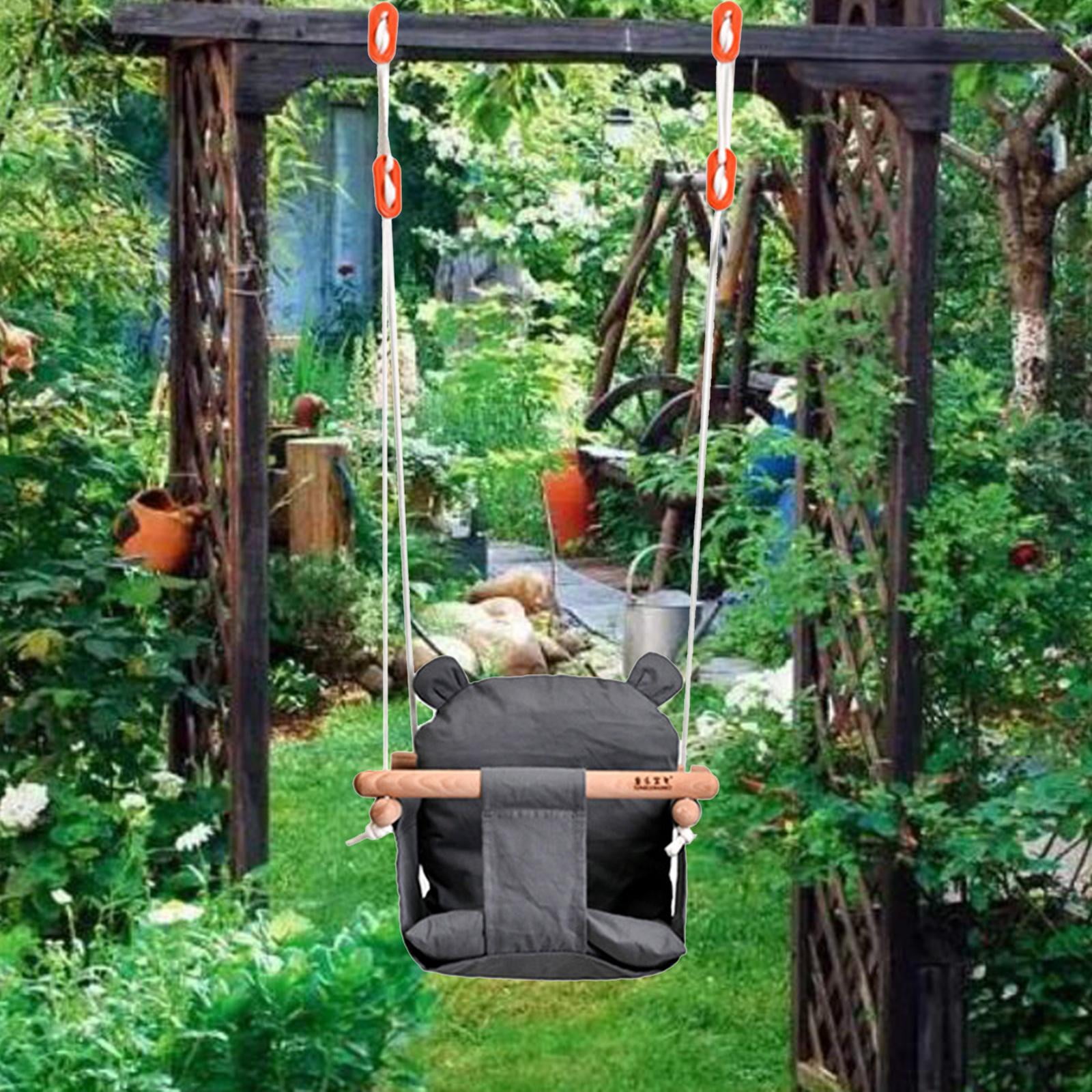 Canvas Baby Swing Seat High Back with Adjustable Chains Hanging Swing Seat Baby Swings for Indoor Playground Babies Toddlers