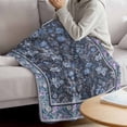thumbnail image 3 of Navy Blue Floral Boho Blanket Soft Cozy Warm Throw Blanket for Couch, Plush Fuzzy Flannel Fleece Blankets for Sofa, Ethnic Tribe Abstract Art Flower Bed Blankets Lightweight Gifts for Women, 40"x50", 3 of 9
