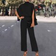 thumbnail image 5 of IROINNID Short Sleeve Jumpsuit For Women Full-Length Fashion Casual Stand-Up Collar Sling Waist Open Back Tie Jumpsuit, 5 of 8