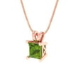 thumbnail image 2 of Clara Pucci 18K Rose Solid Hypoallergenic Gold 0.5Ct Natural Peridot Princess Cut Solitaire Designer Necklace Pendant For August, 2 of 6