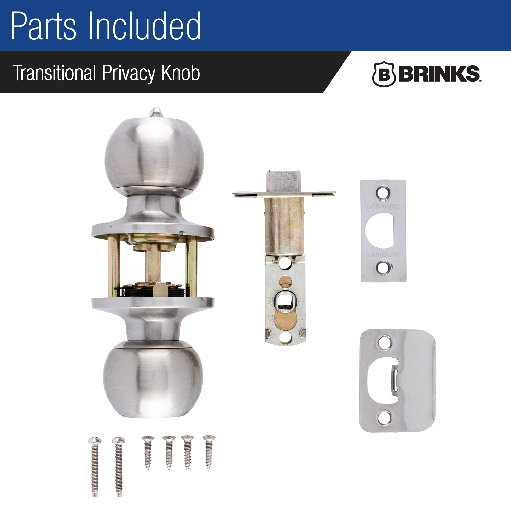 BRINKS  Transitional Privacy Locking Interior Ball Door Knob, Matte Black - Designed for Traditional and Transitional Homes and Blends Seamlessly with Interior Dcor E2435-122