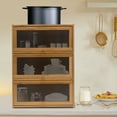 thumbnail image 2 of 3 Tiers Storage Cabinet, Bamboo Acrylic Countertop Cabinet, Bamboo Organizer for Kitchen Living Room 20.5*9.8*27.56in, 2 of 20
