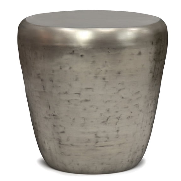 Simpli Home Garvy 22 inch Wide Industrial Metal Side Table in Antique Silver, Fully Assembled