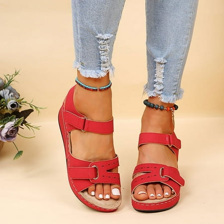 

Wedge Sandals for Women Hollow Out Slip On Platform Wedge Sandals Summer Casual Sandals Walking Shoes A8