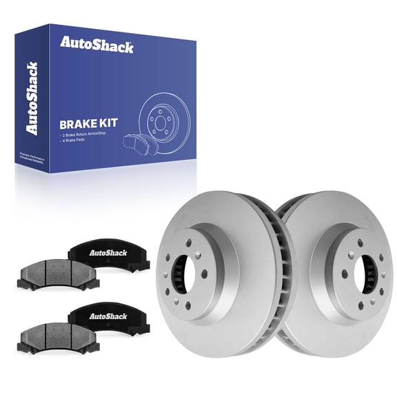 AutoShack Front Vented Coated Brake Rotors   Ceramic Pads 6-PC Brake Kit Replacement for 2006-2013 Chevy Impala 2006-2011 Buick Lucerne 2014-2016 Chevy Impala Limited ArmorStop 11.93" (303 mm)