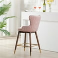 thumbnail image 3 of Roundhill Furniture Leland Fabric Upholstered Counter Height Wingback Stools, Set of 2, Pink, 3 of 5