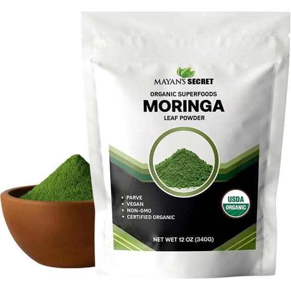 Mayan's Secret Organic Moringa Leaf Powder, USDA Organic, Fine Ground Moringa Powder, 12 oz