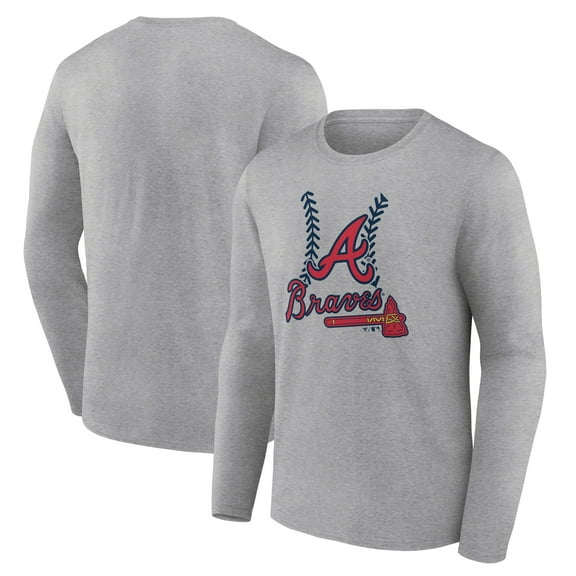 Men's Gray Atlanta Braves Fastball Long Sleeve T-Shirt