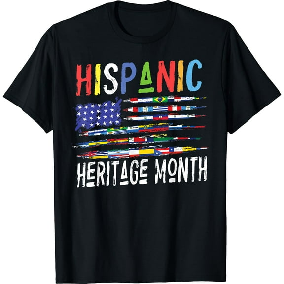 Hispanic Heritage Month All Countries Latino American Flag T-Shirt