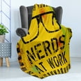 thumbnail image 4 of Retro Soft Flannel Fleece Throw Blanket, Nerds at Work Grunge Fictional Sign Glasses Hazard Stripes Work Hard Theme, Cozy Plush for Indoor and Outdoor Use, 60" x 80", Yellow Black Green, by Ambesonne, 4 of 5