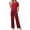 Red-Black-Plaid, variant on Weekease Two Piece Pajama Sets for Women Crew Neck Short Sleeve Tops and Printed Pant Casual Sleepwear