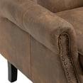 thumbnail image 7 of Triple Tree Wingback Accent Chair, Button Tufted Microsuede with Rivet Trim, Coffee, 7 of 7
