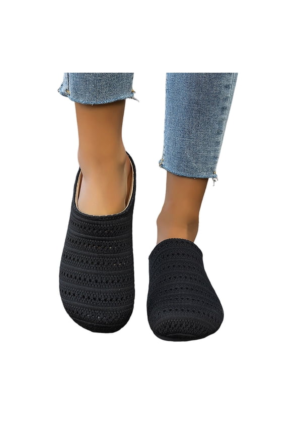Women's Rubber Flat Walking Mules Breathable Closed Round Toe Backless -On Soft Sole Work Sandals Summer Light Casual Daily Slippers