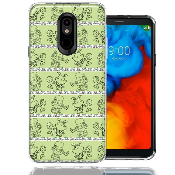 MUNDAZE For LG Stylo 4 Wonderland Hatter Rabbit Design Double Layer Phone Case Cover