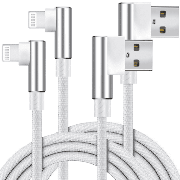 2 Meter Phone Charger Cable, 6FT Nylon Braided USB Fast Charging Cable Cord Compatible with Smart Phone X Case/8/8 Plus/7/7 Plus/6/6s Plus/5s/5,iPad Mini MAX Case - Silver (2-Pack)