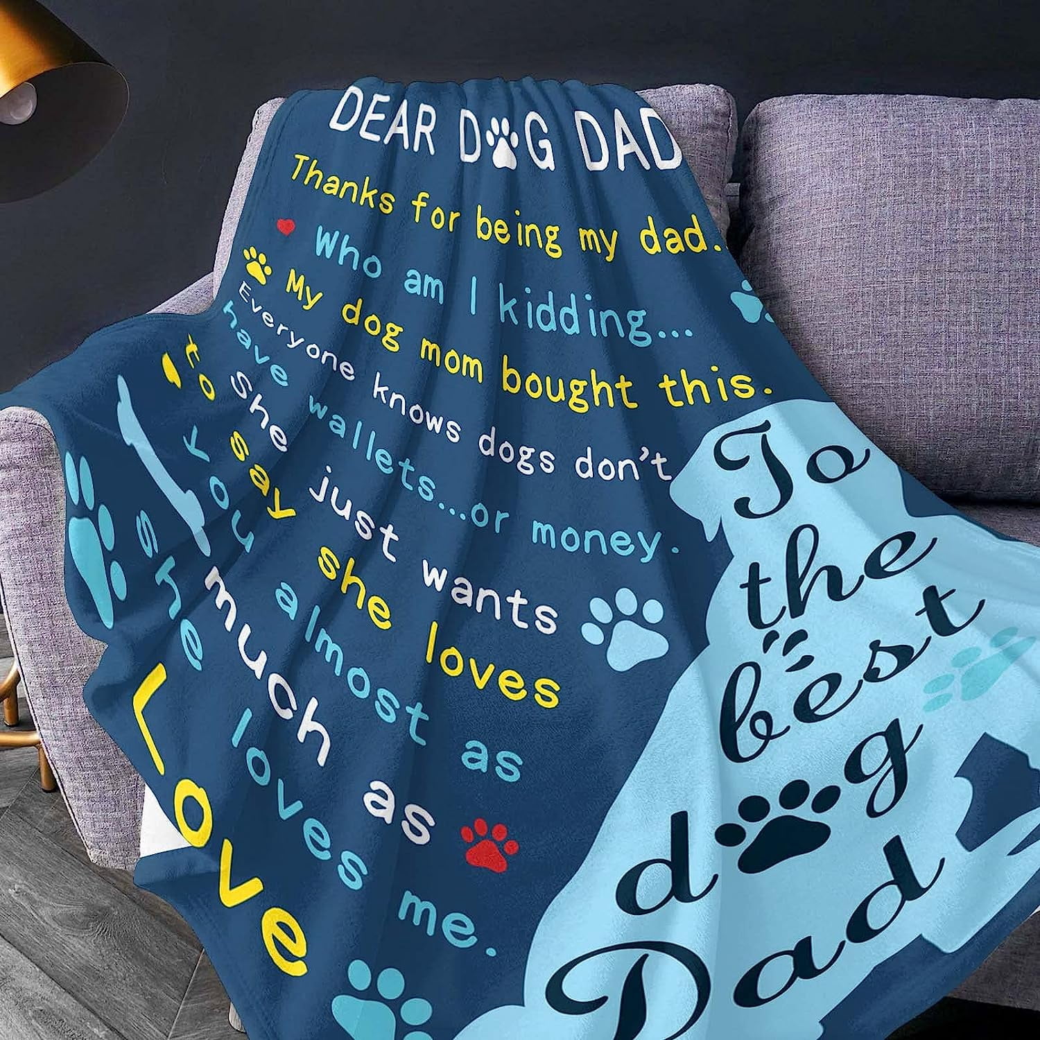 MMYGU Dog Dad Gifts for Men Blanket Dog Dad Gifts Dog Lovers Gifts for Men Best Dog Dad Ever Gifts for Dog Lovers Men Dogfather Dog Lover Gifts Gifts for Dog Lovers Blanket 50x60in