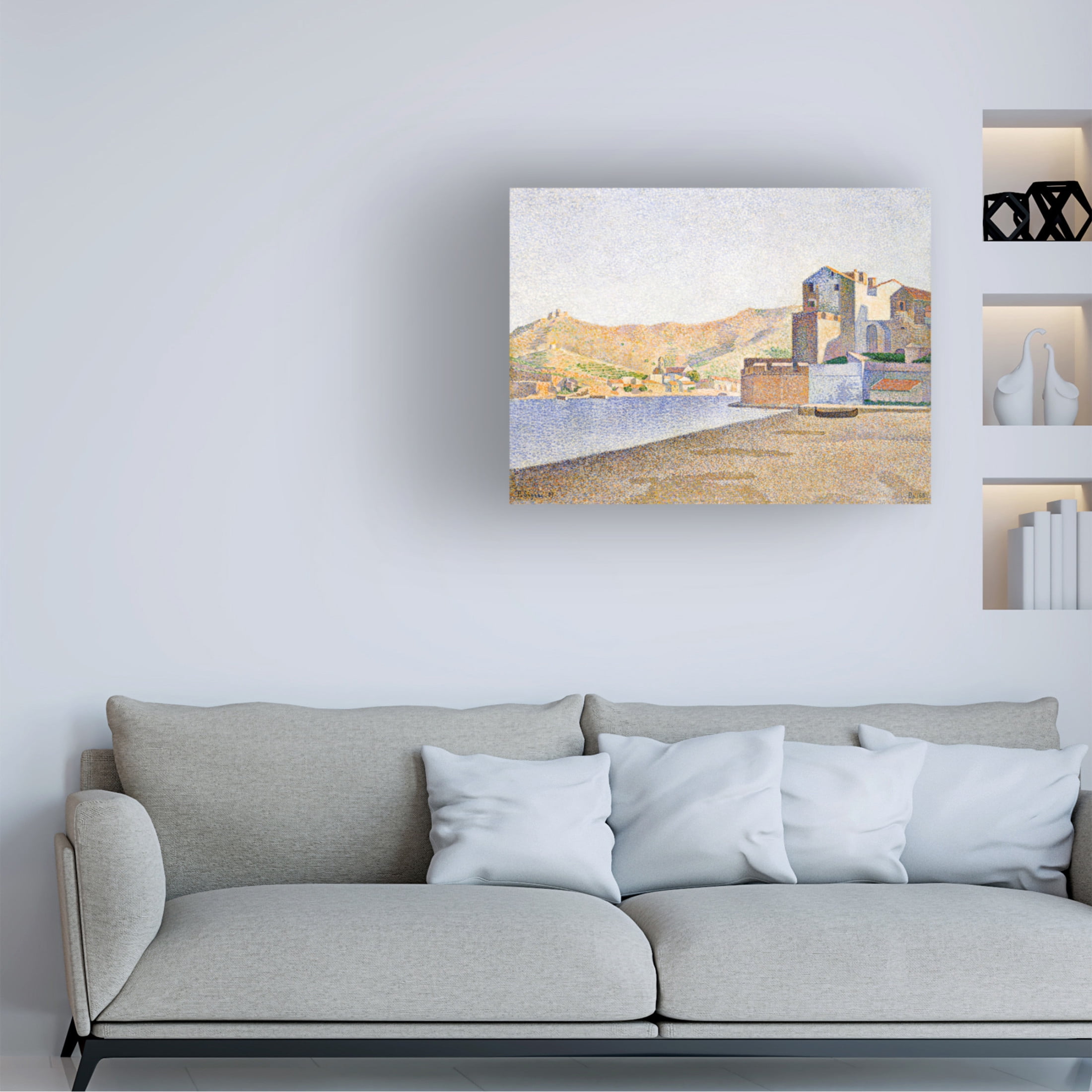 Canvas Wall Art - Pictufy 'The Town Beach, Collioure 1887' Wall Art for Living Room, Bedroom, or Office D?cor by Trademark Fine Art - 47 x 35 Inches