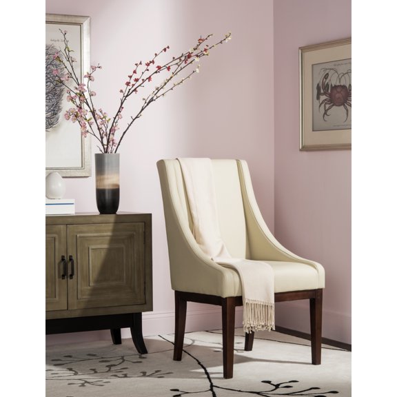 SAFAVIEH Leather Sloping Arm Chair Cream / Leather