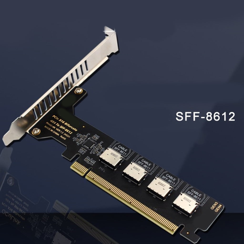 PCIe X16 To 4 Port Oculink SFF 8612 SFF 8611 Adapter Expansion Card For Motherboards Solid Disks Graphics Card