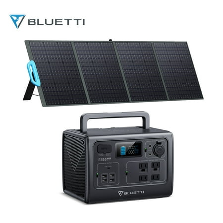 

Bluetti Portable Power Station EB55 With 220W Solar Panel 537Wh Solar Generator 700W AC Output for Home Backup Trip Power Outage