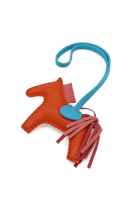 Pre-Owned HERMES Rodeo Charm PM Accessory Bag Ornament Horse Motif Agneau Milo Leather Orange...