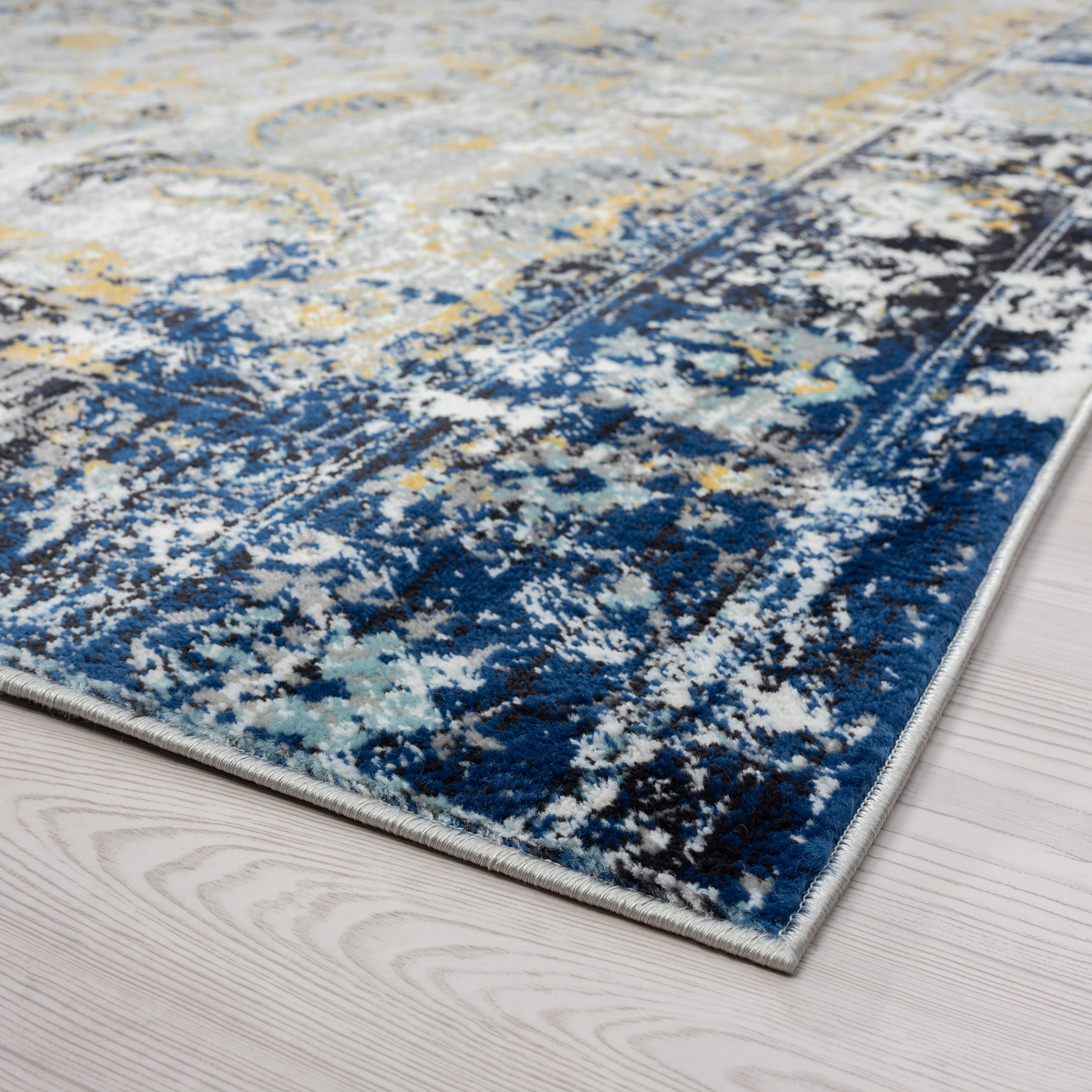 Traditional 5x8 Area Rug (5'3'' x 7'3'') Oriental Ivory, Blue Living Room Easy to Clean