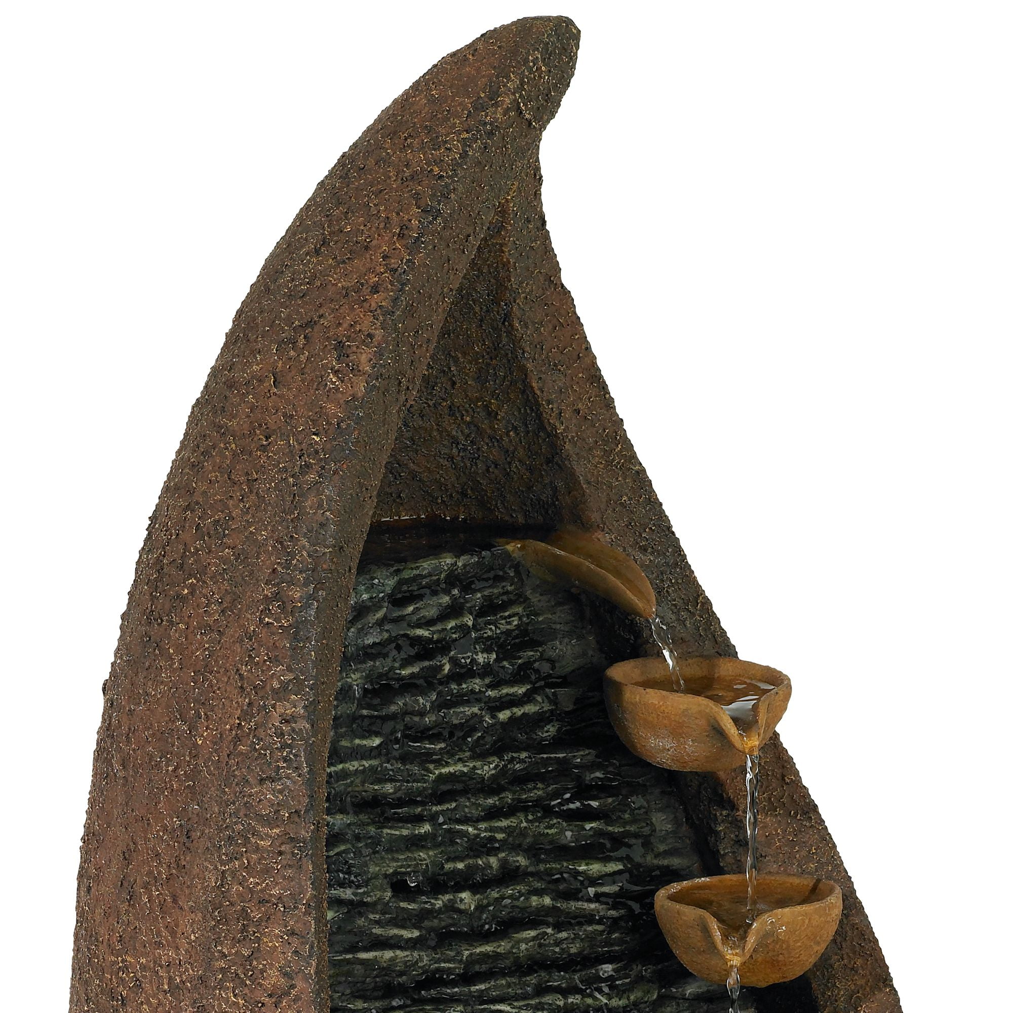 Nathan Cascade 34 1/2" High Large Rustic Indoor Outdoor Decor Faux Stone Floor Fountain with Light LED Outside