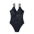 thumbnail image 2 of One Piece Swimsuits Solid Color Bathing Suit for Women Black L, 2 of 6