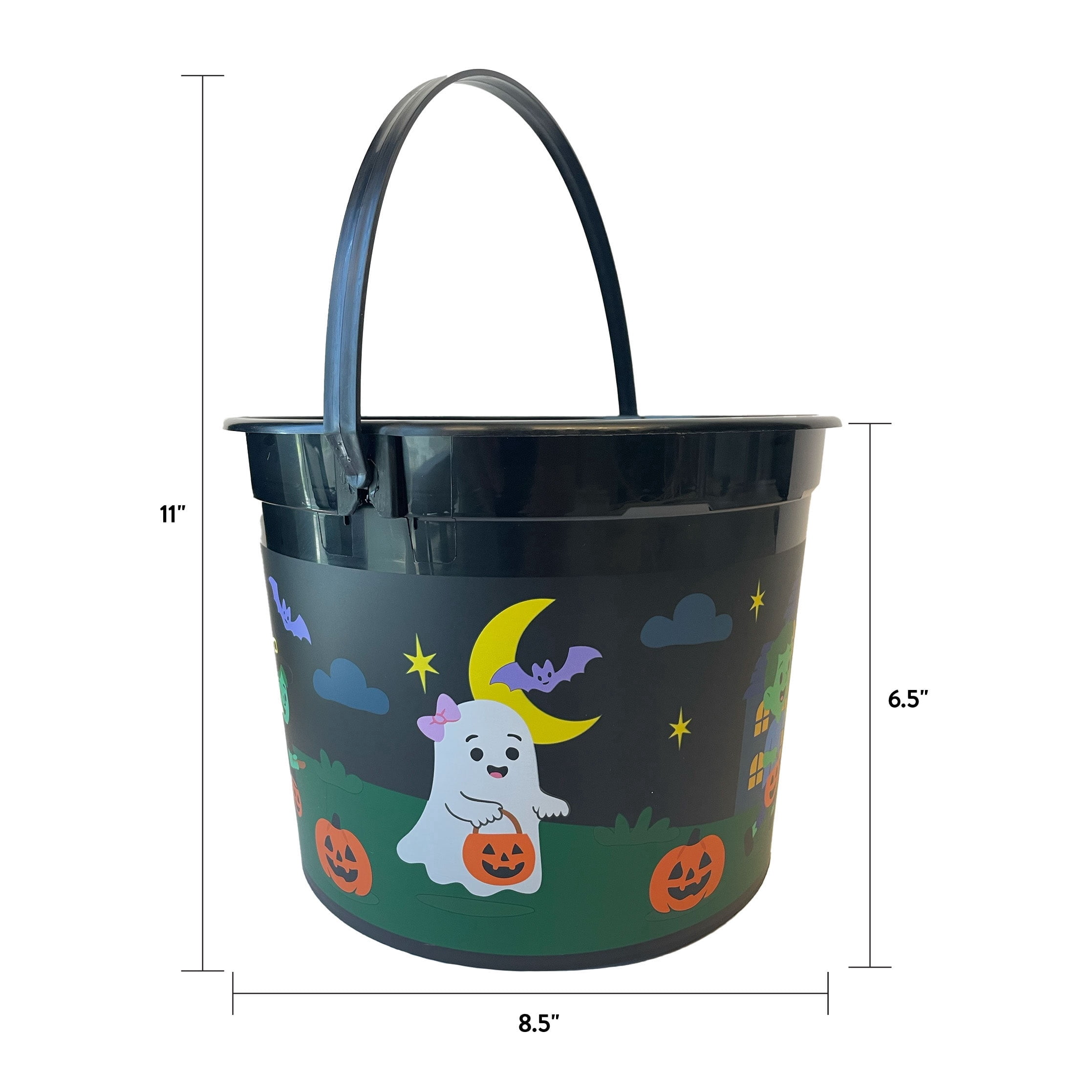 Vampire and Ghost Trick-or-Treat Bucket, Multicolor, 6.5", Halloween by Way To Celebrate