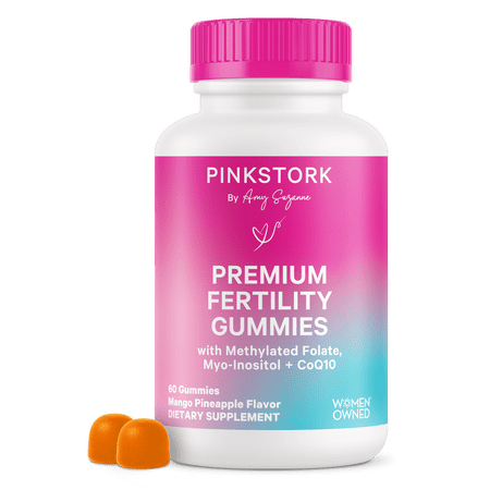 Pink Stork Fertility Gummies: Strawberry Fertility Supplements for Women, 90 Gummies