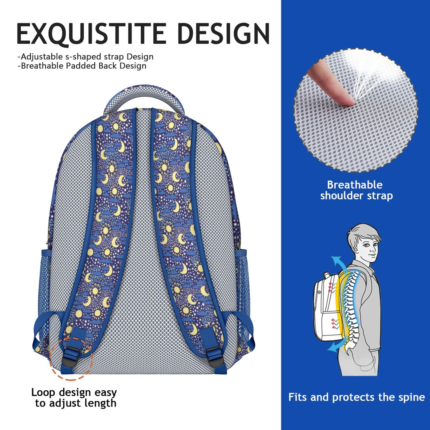 Space Themed School Backpack - Waterproof & Lightweight with Padded Straps, Cosmic Starry Night Design for Teenagers & Commuters
